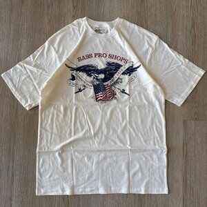 Bass Pro Shops Eagle American Flag Graphic T-Shirt Men’s L White Cotton Patrioti